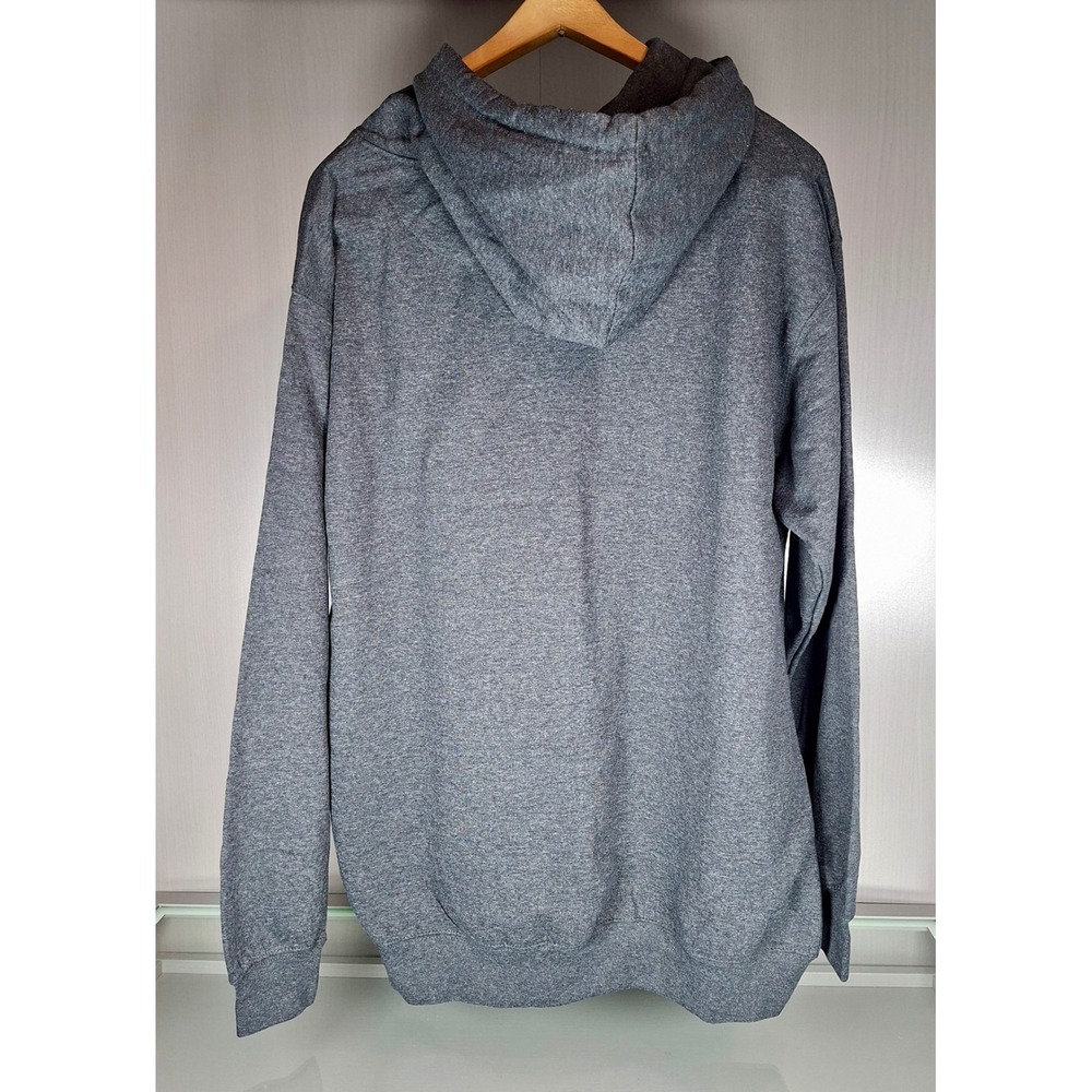 Mens L Dark Gray Hoodie Pullover Hooded Sweatshirt Cotton Blend Streetwear NWT - Picture 2 of 5